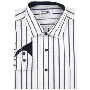 Tayion Collection Mens Stiped Placket Button Down Dress Shirt, NWT
